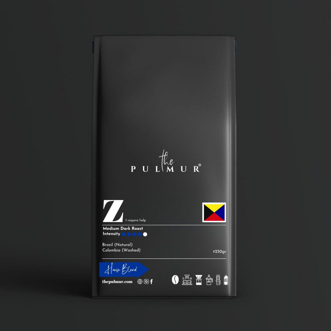 PULMUR .z Medium Dark Roast Coffee - Brazil Natural and Colombia Washed blend